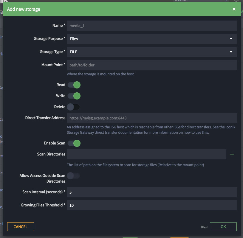 iconik file storage configuration