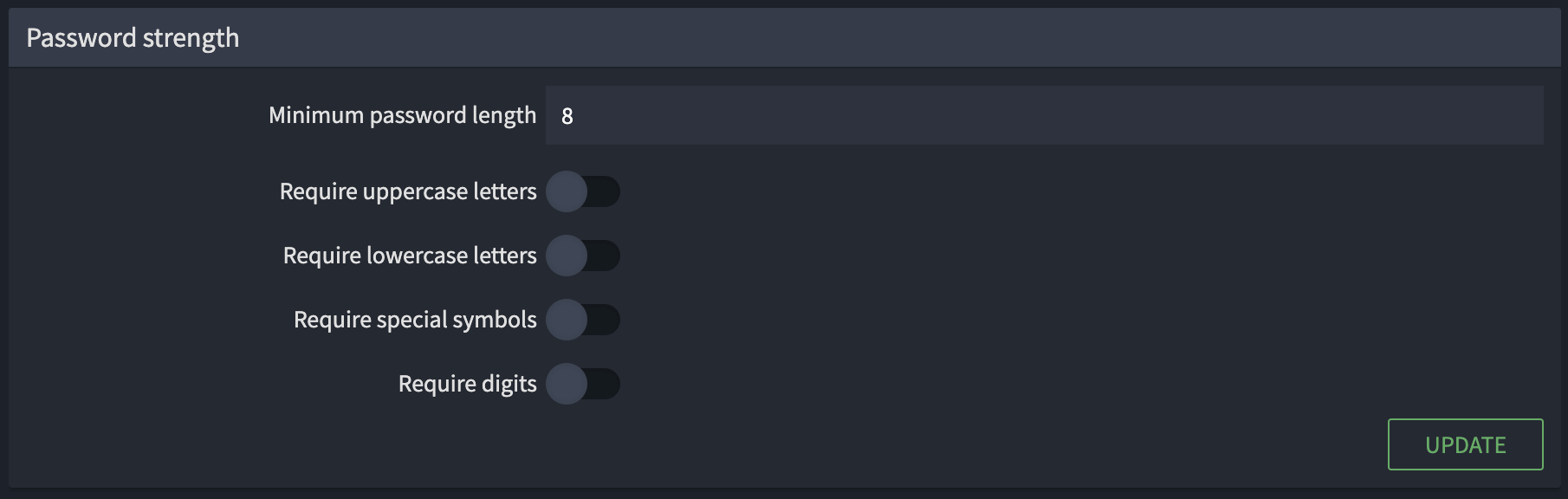 iconik password settings