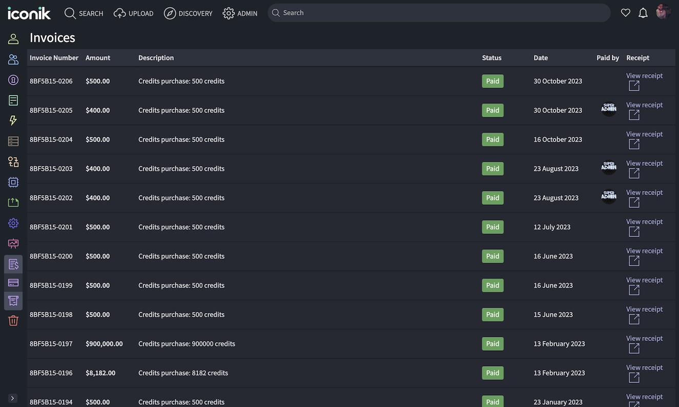 iconik billing invoices