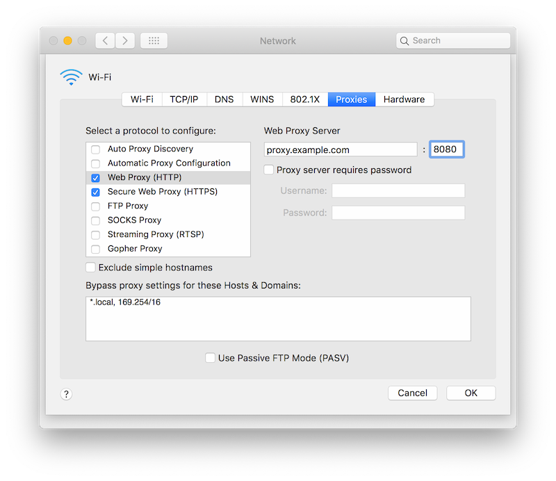 MacOS Proxy Configuration